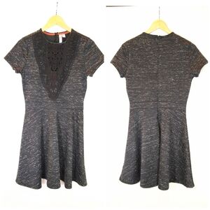 ALYA lace front skater fit and flare mini dress